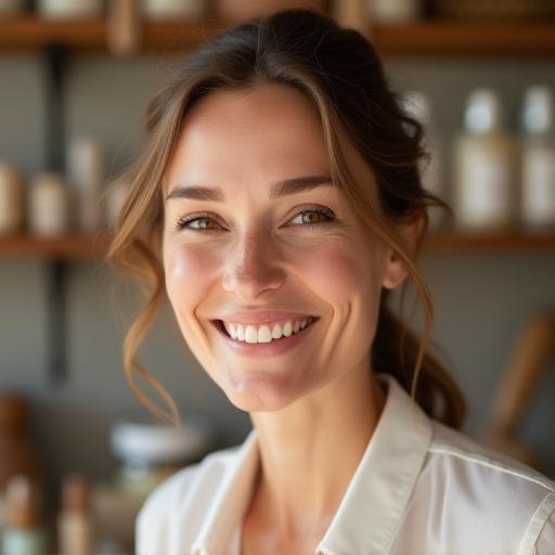 Founder Emma Wilson smiling in the workshop